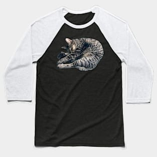 Sleeping Tabby Baseball T-Shirt